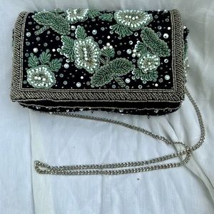Anthropologie velvet beaded purse